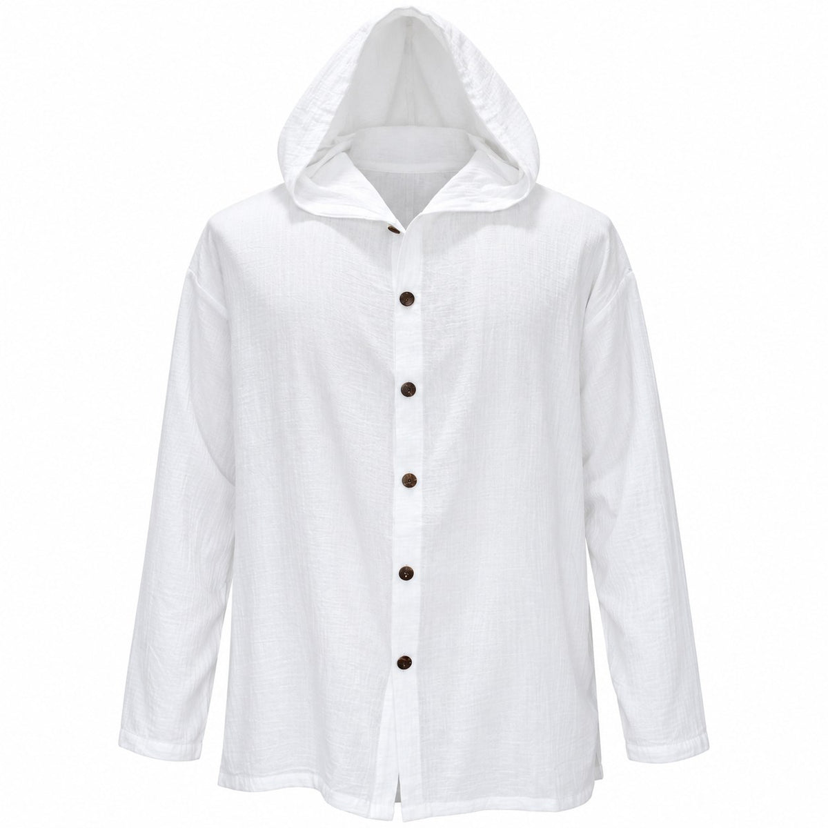 White Hoodie in Thai Cotton — ghost mannequin front view