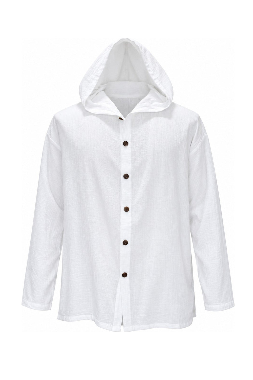 White Hoodie in Thai Cotton — ghost mannequin front view