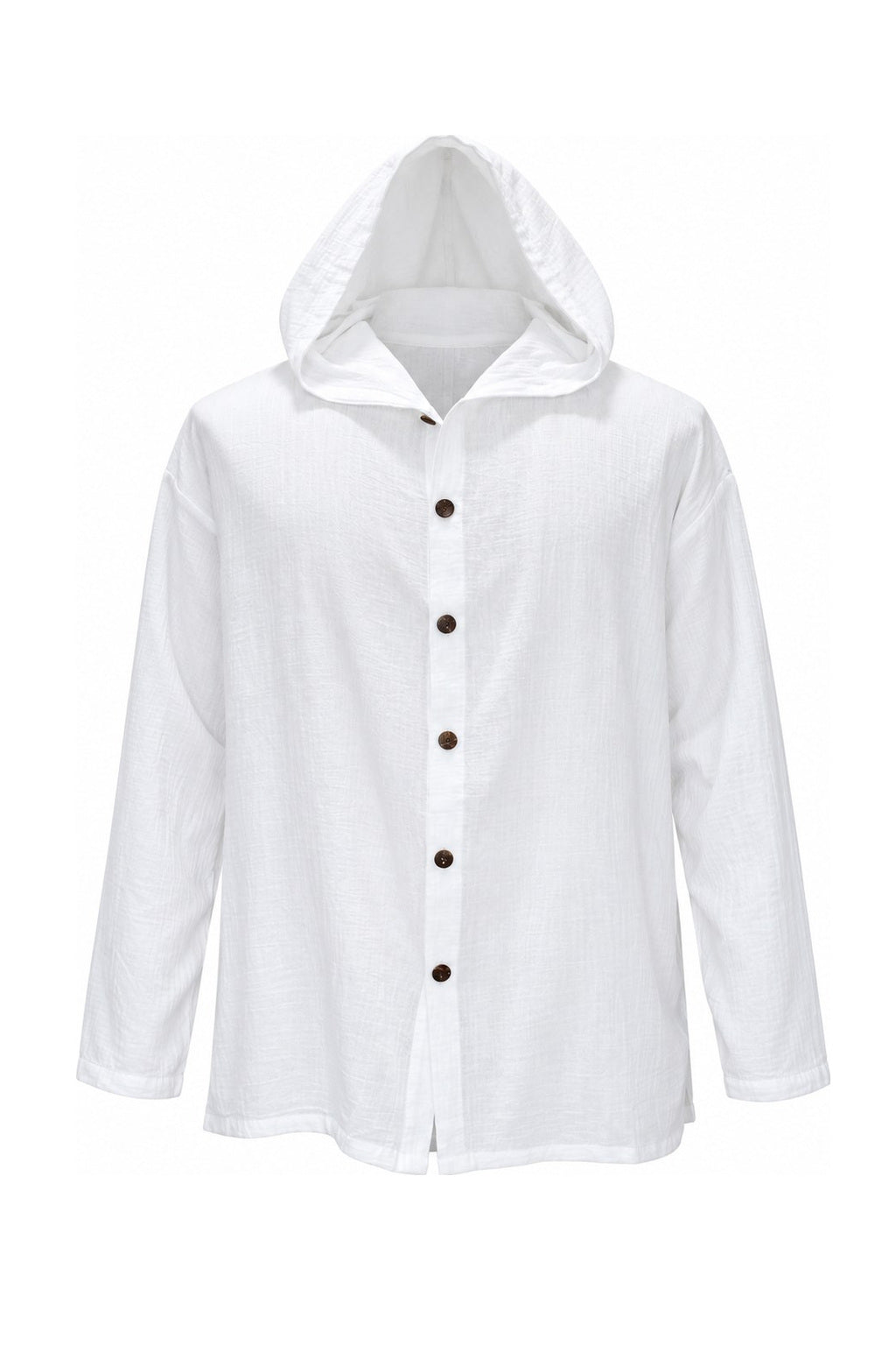 White Hoodie in Thai Cotton — ghost mannequin front view