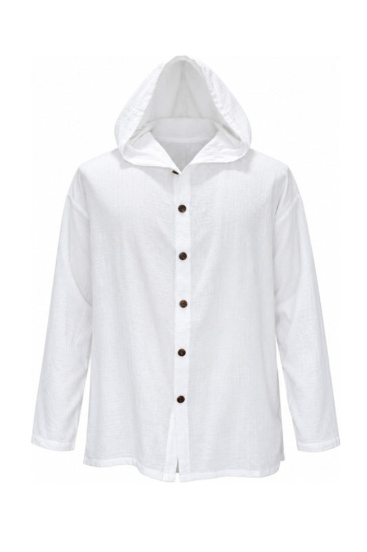 White Hoodie in Thai Cotton — ghost mannequin front view