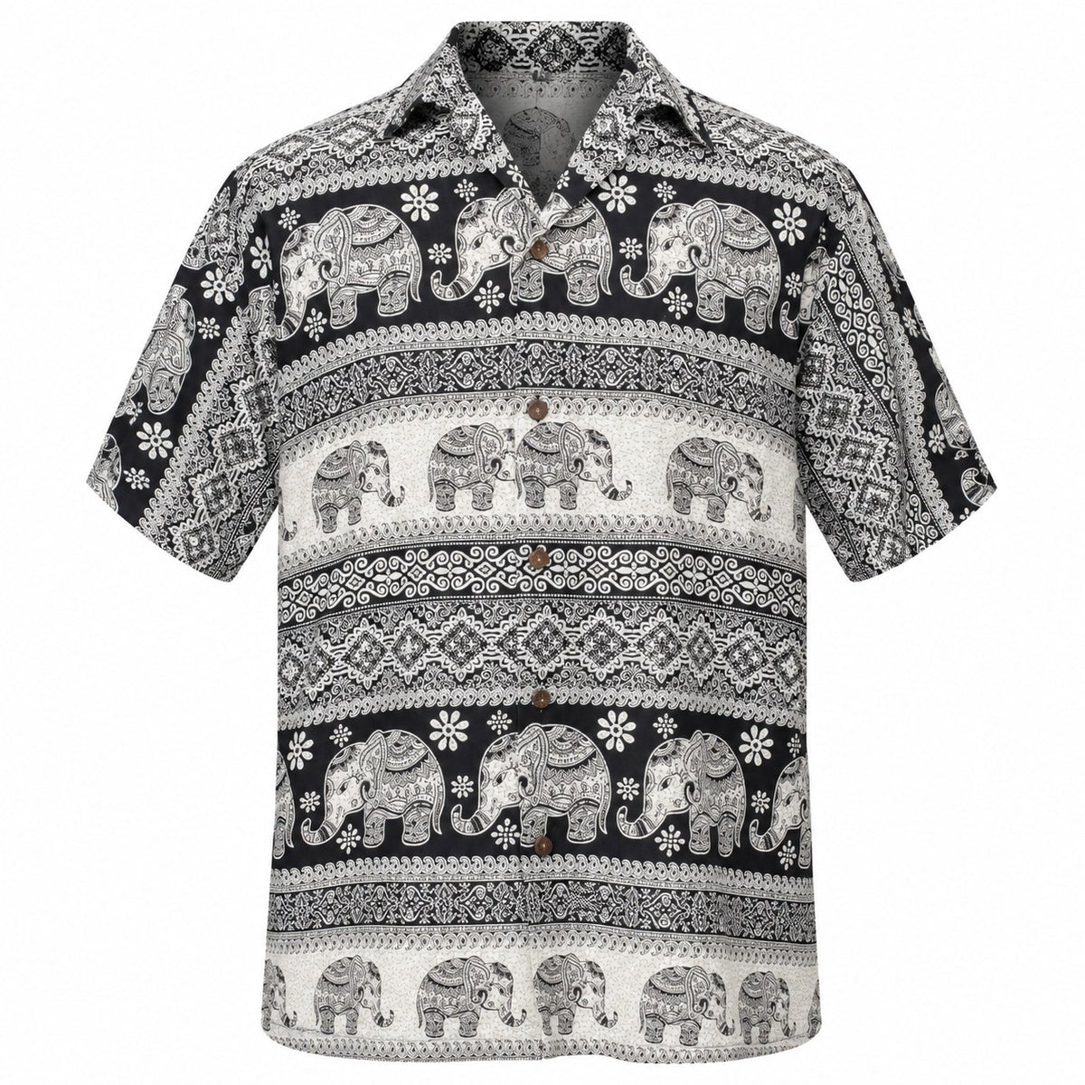 Elephants carrying Flowers in Hawaiian — ghost mannequin front view