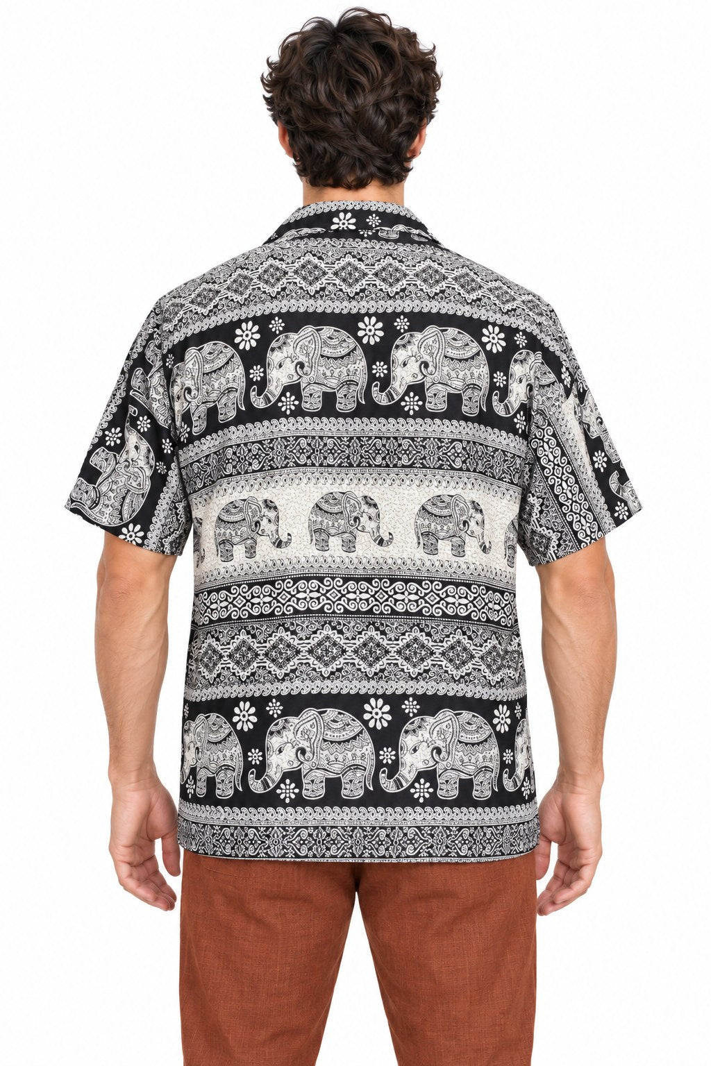 Elephants carrying Flowers in Hawaiian — back view