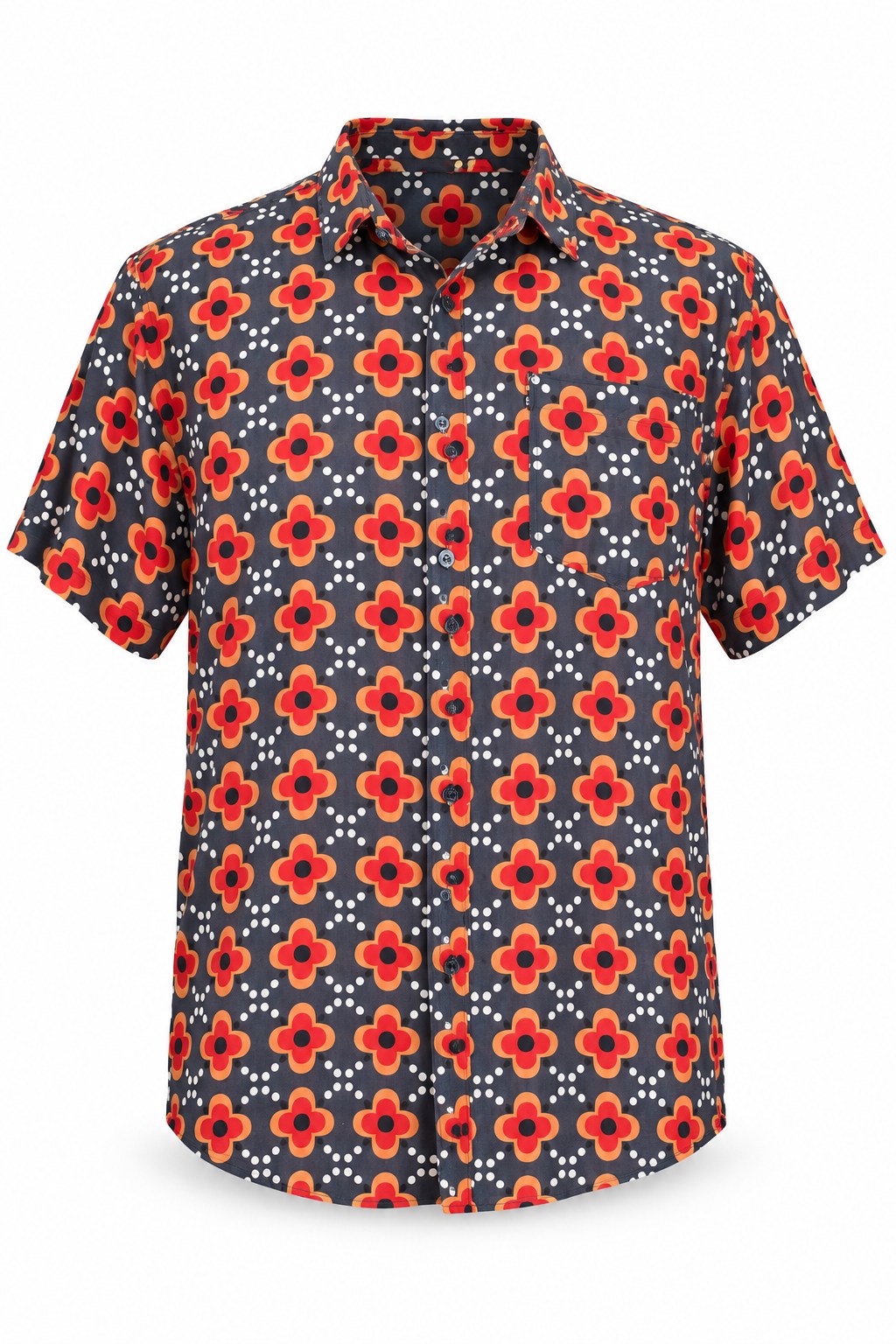 Hawaiian Red Flowers — ghost mannequin front view