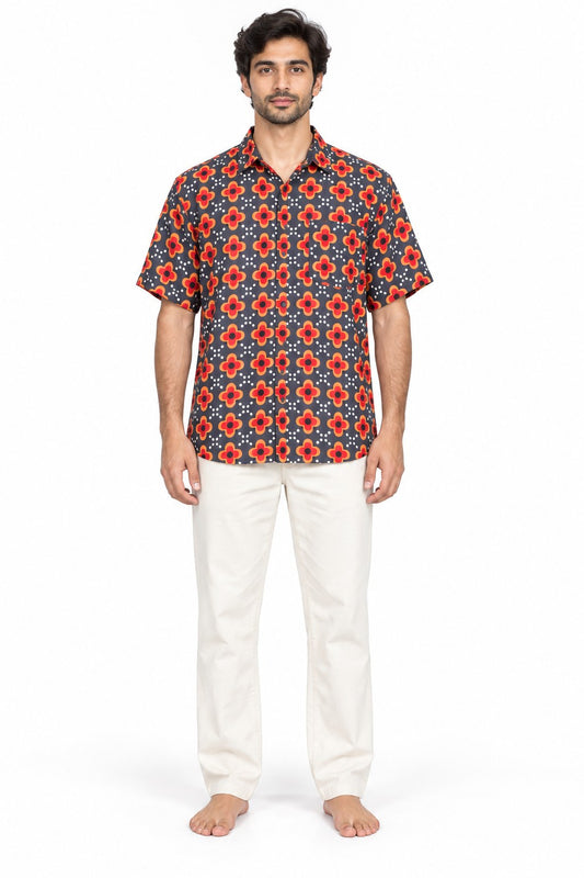 Hawaiian Red Flowers — model front view