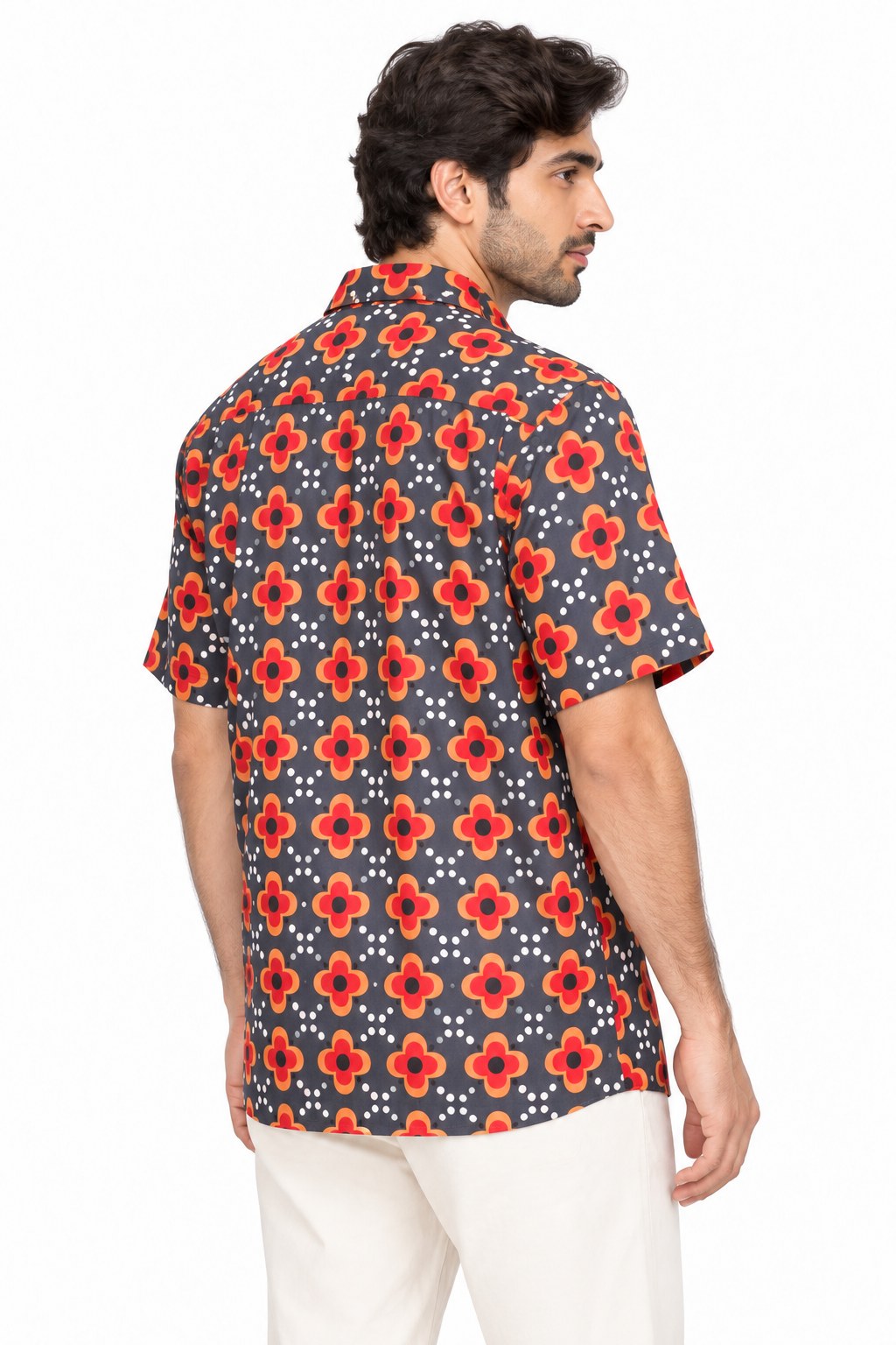 Hawaiian Red Flowers — three-quarter back view