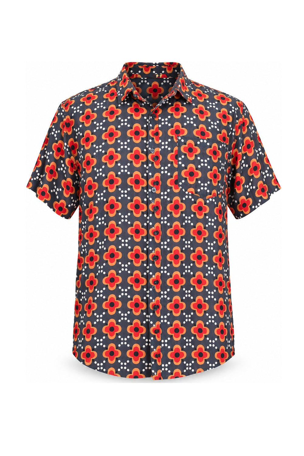 Hawaiian Red Flowers — ghost mannequin front view