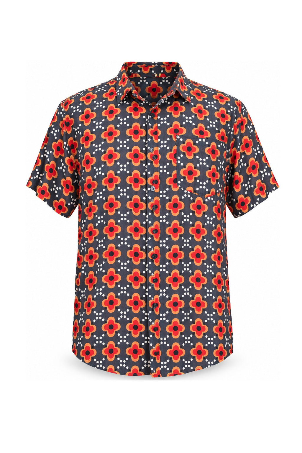 Hawaiian Red Flowers — ghost mannequin front view