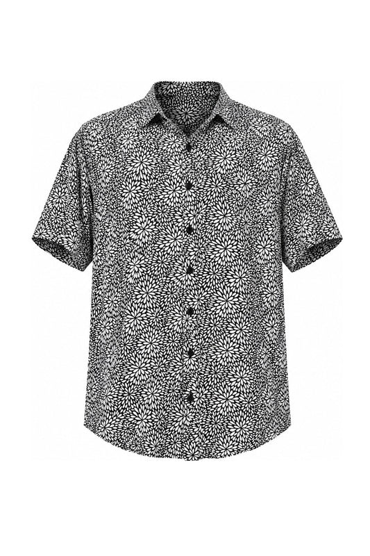 Black Flowers 3 D desing from Thailand Rayon — ghost mannequin front view