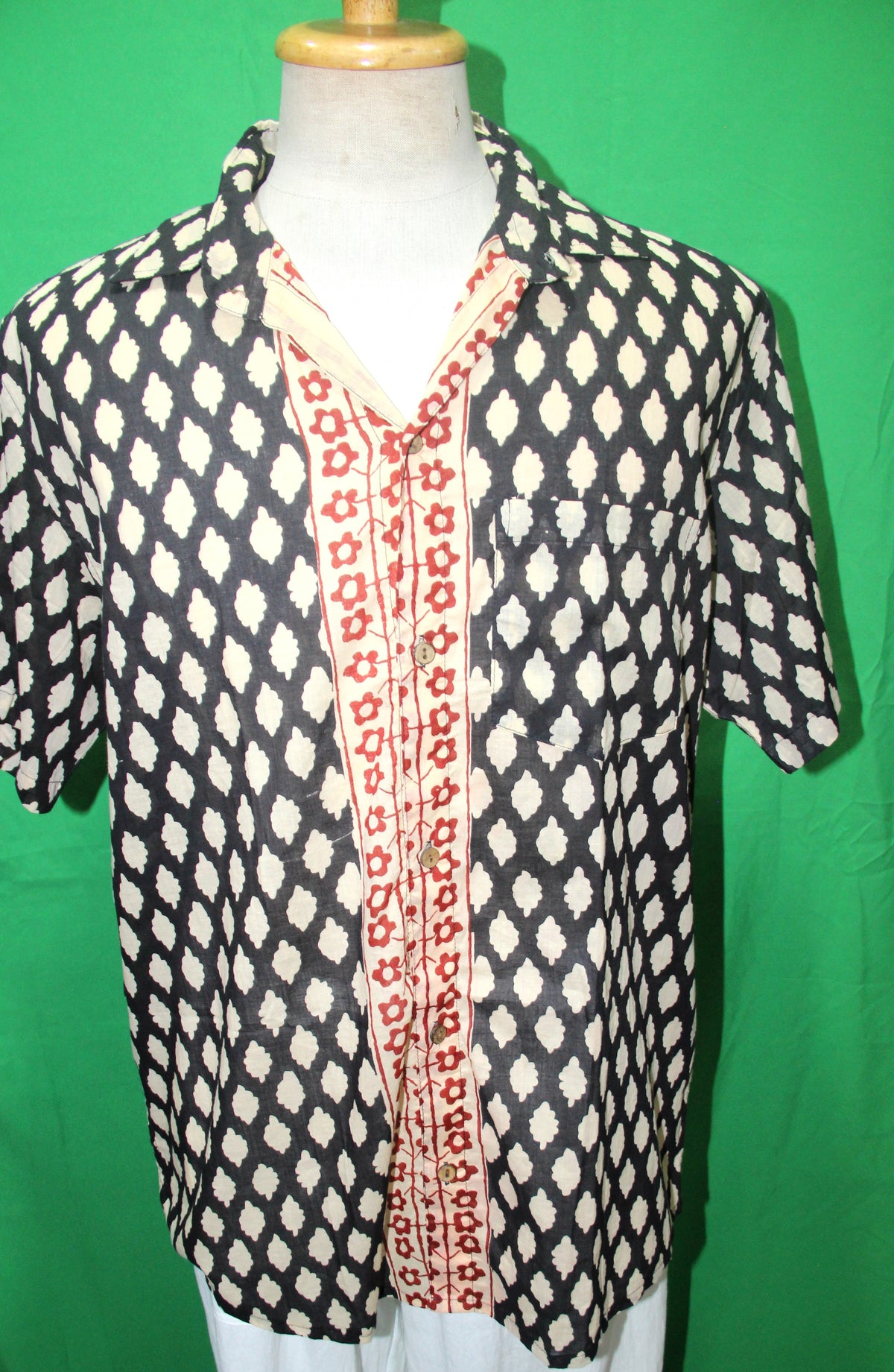 Diamond Ikat with Red Trim men's Hawaiian shirt — full garment