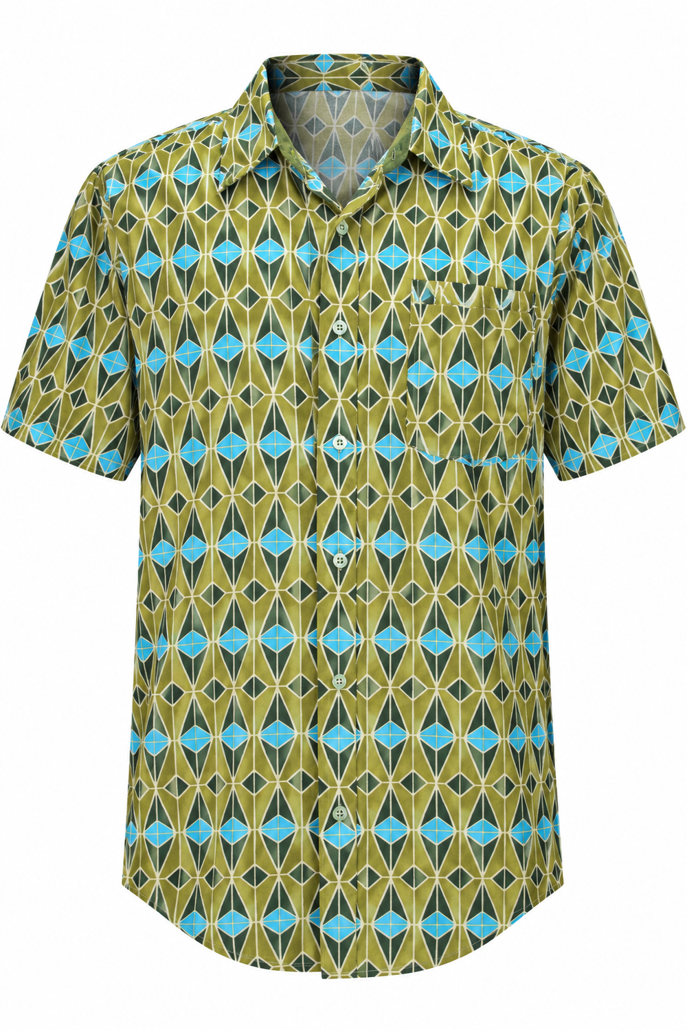 Diamond Mosaic men's Hawaiian shirt — ghost mannequin front
