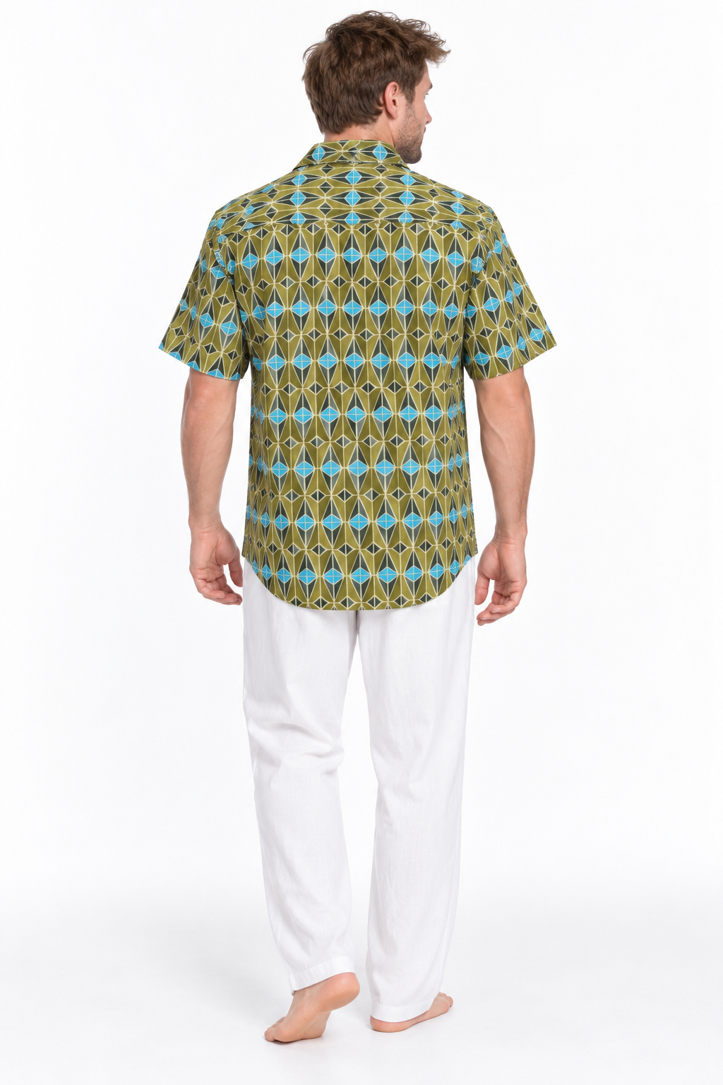 Diamond Mosaic men's Hawaiian shirt — model back