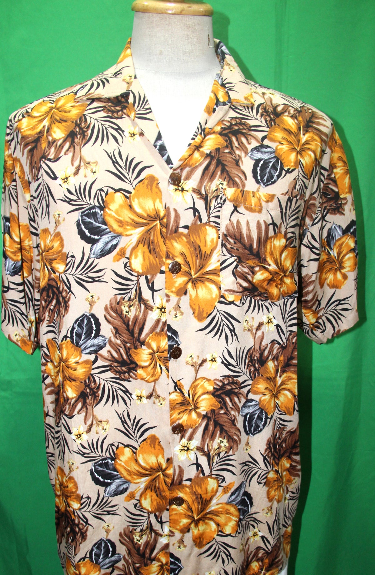 Golden Hibiscus Garden men's Hawaiian shirt — full garment