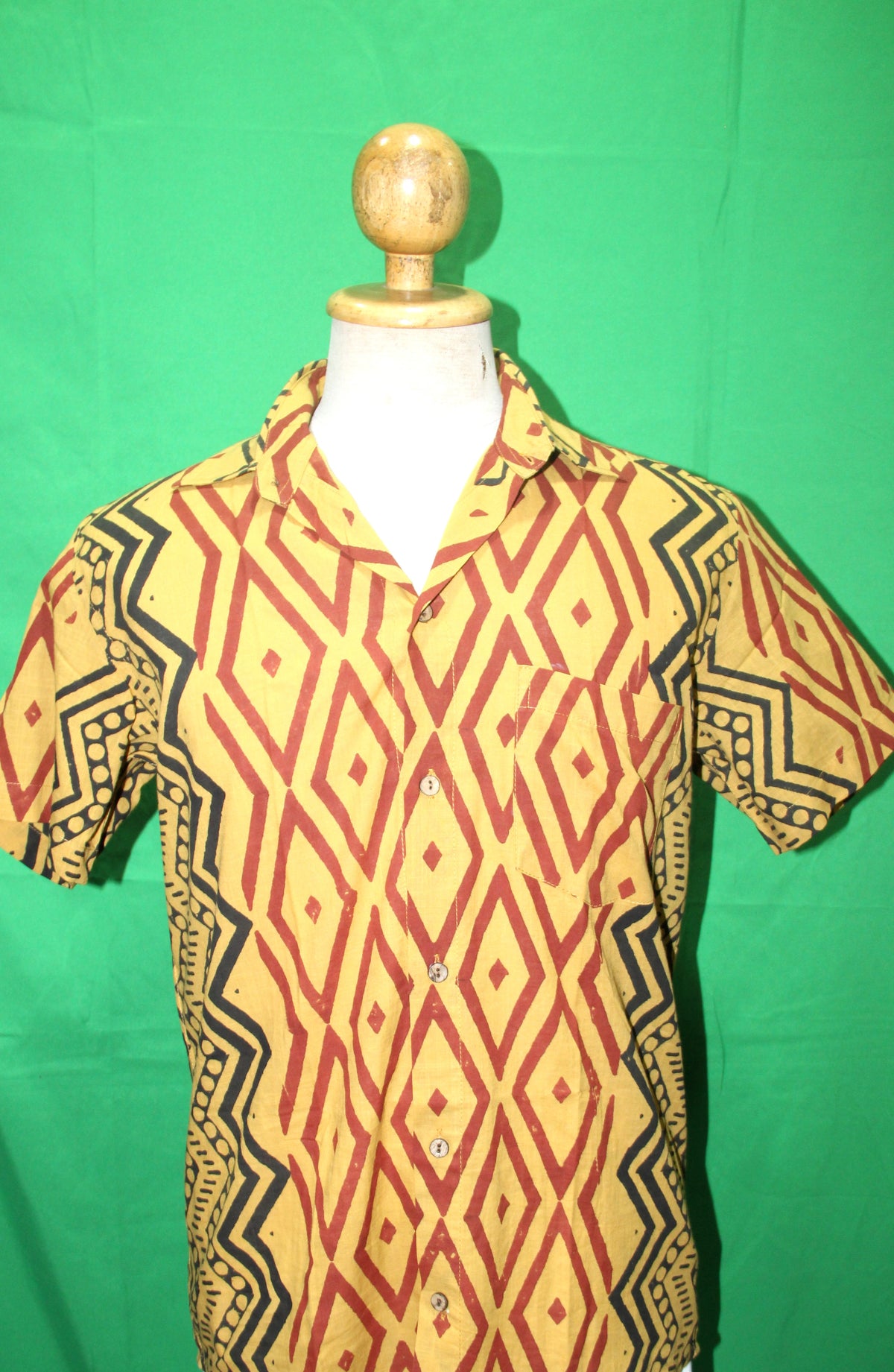 Golden Tribal Diamonds men's Hawaiian shirt — full garment