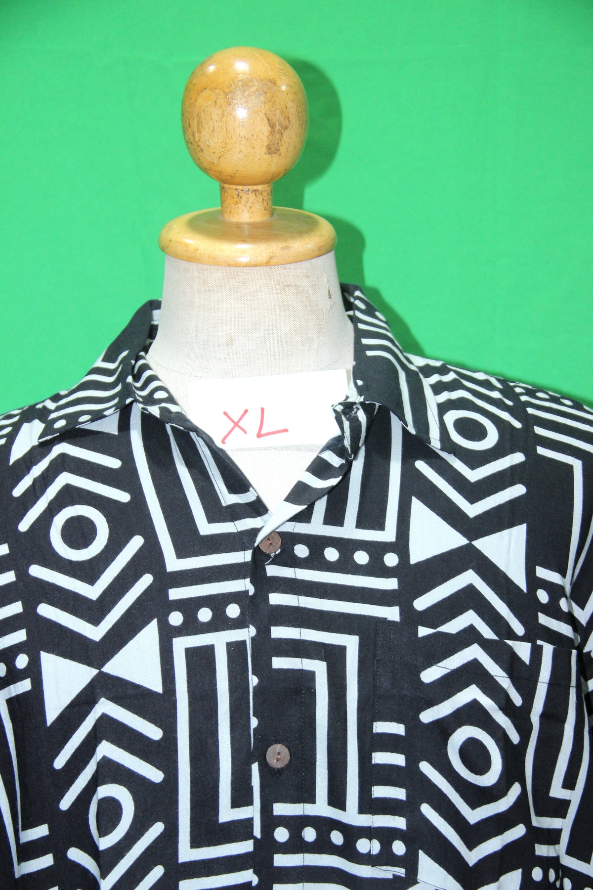 Monochrome Maze men's Hawaiian shirt — fabric detail