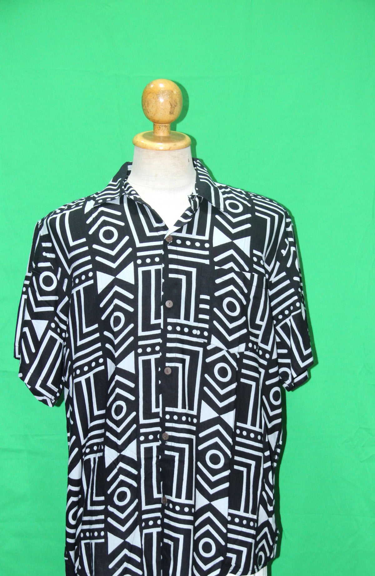 Monochrome Maze men's Hawaiian shirt — full garment