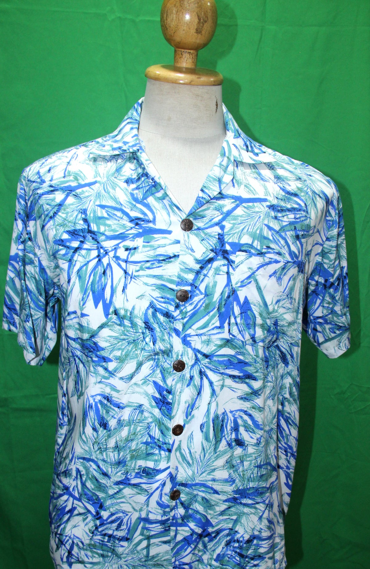Ocean Bamboo Leaves men's Hawaiian shirt — full garment