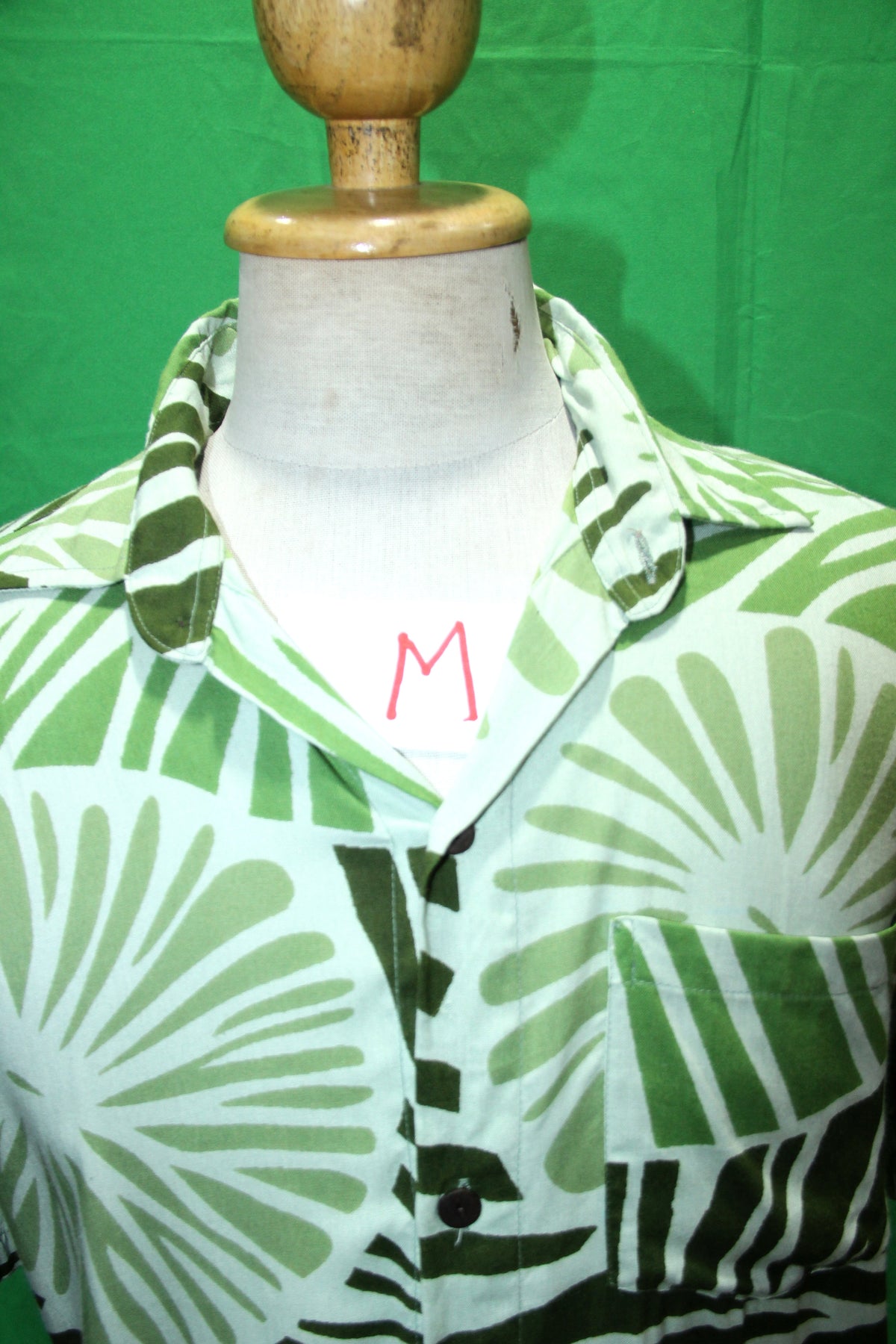Palm Fans and Zebra Leaves men's Hawaiian shirt — fabric detail