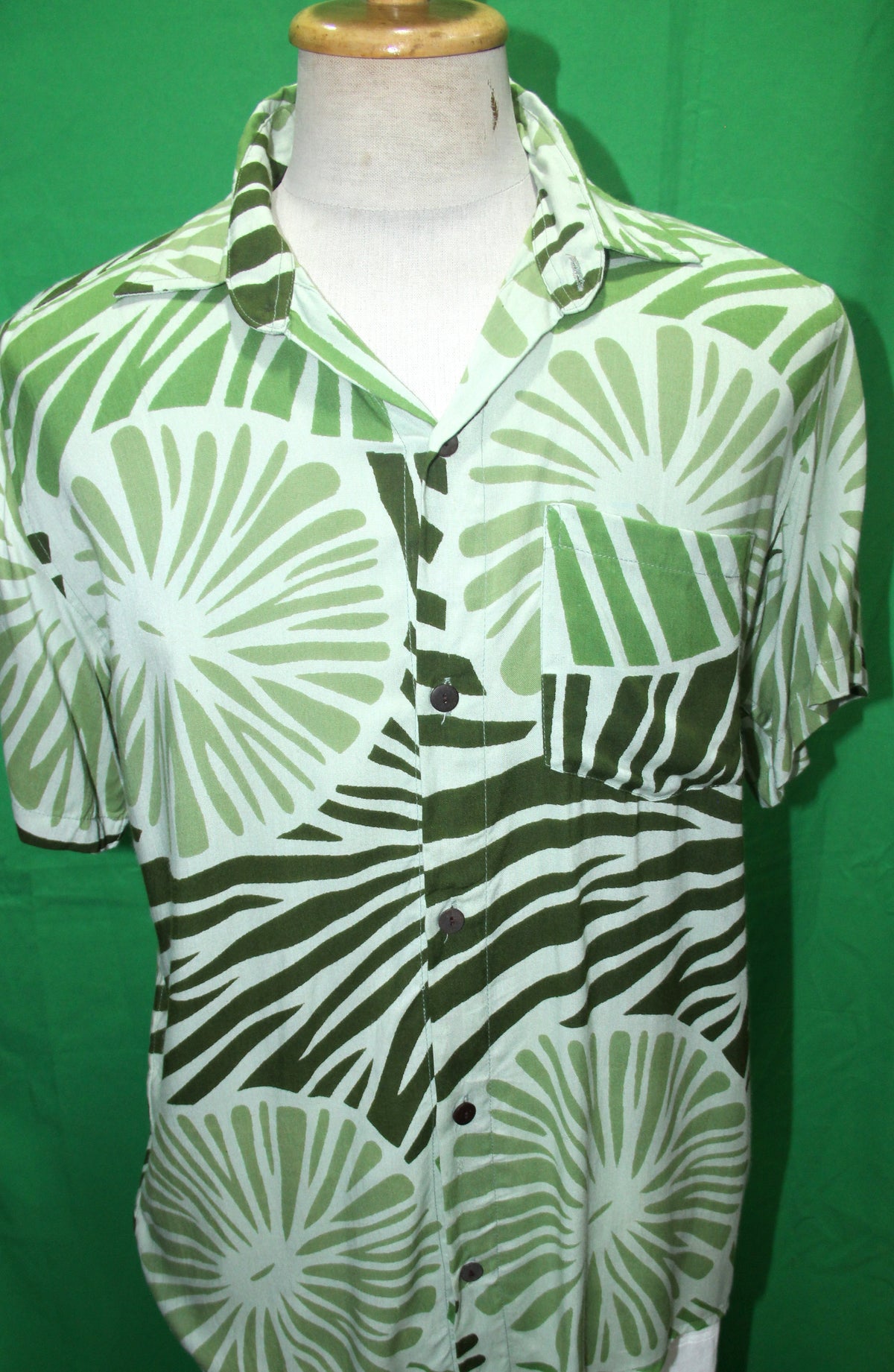 Palm Fans and Zebra Leaves men's Hawaiian shirt — full garment