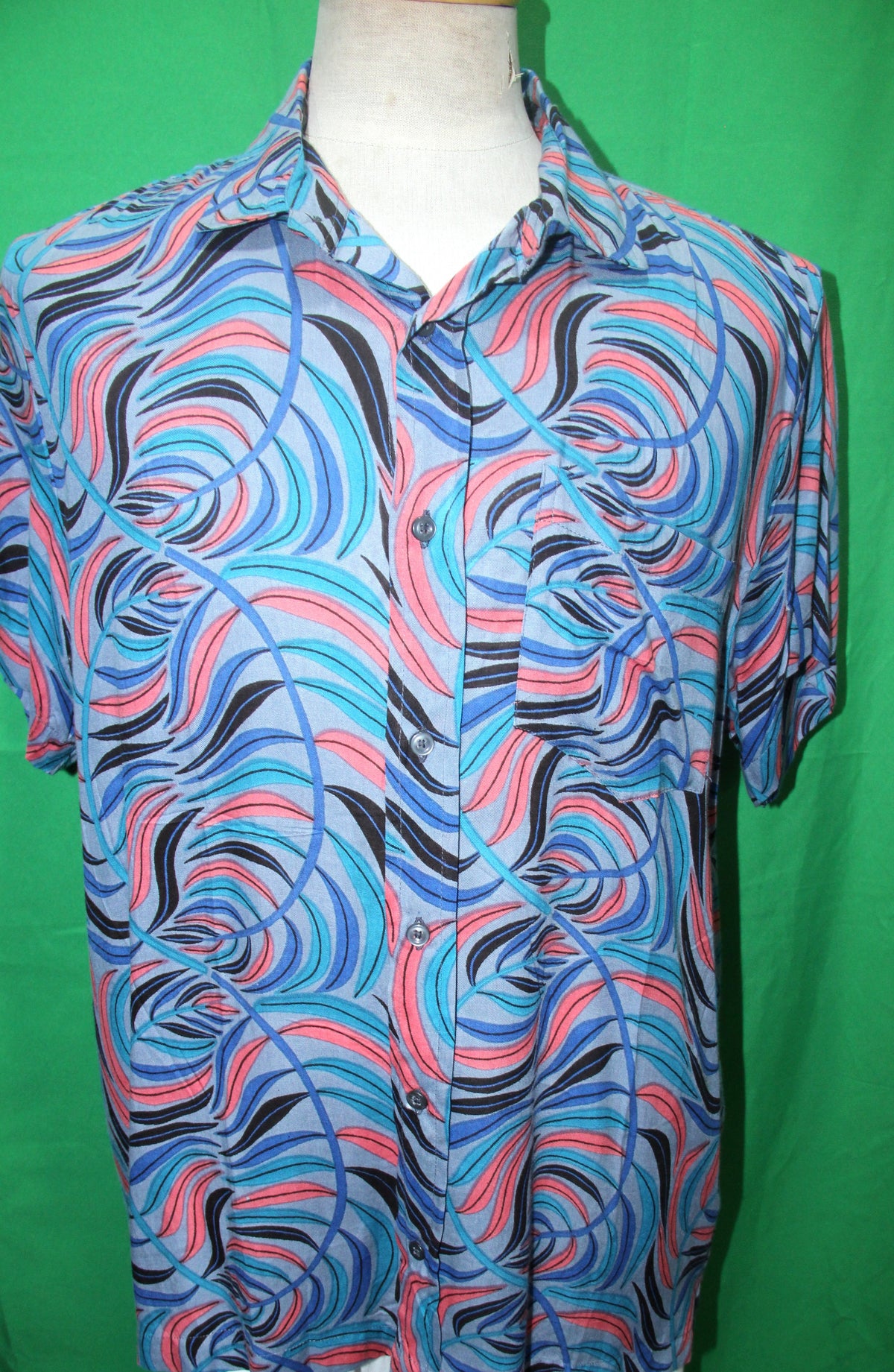 Psychedelic Ocean Waves men's Hawaiian shirt — full garment