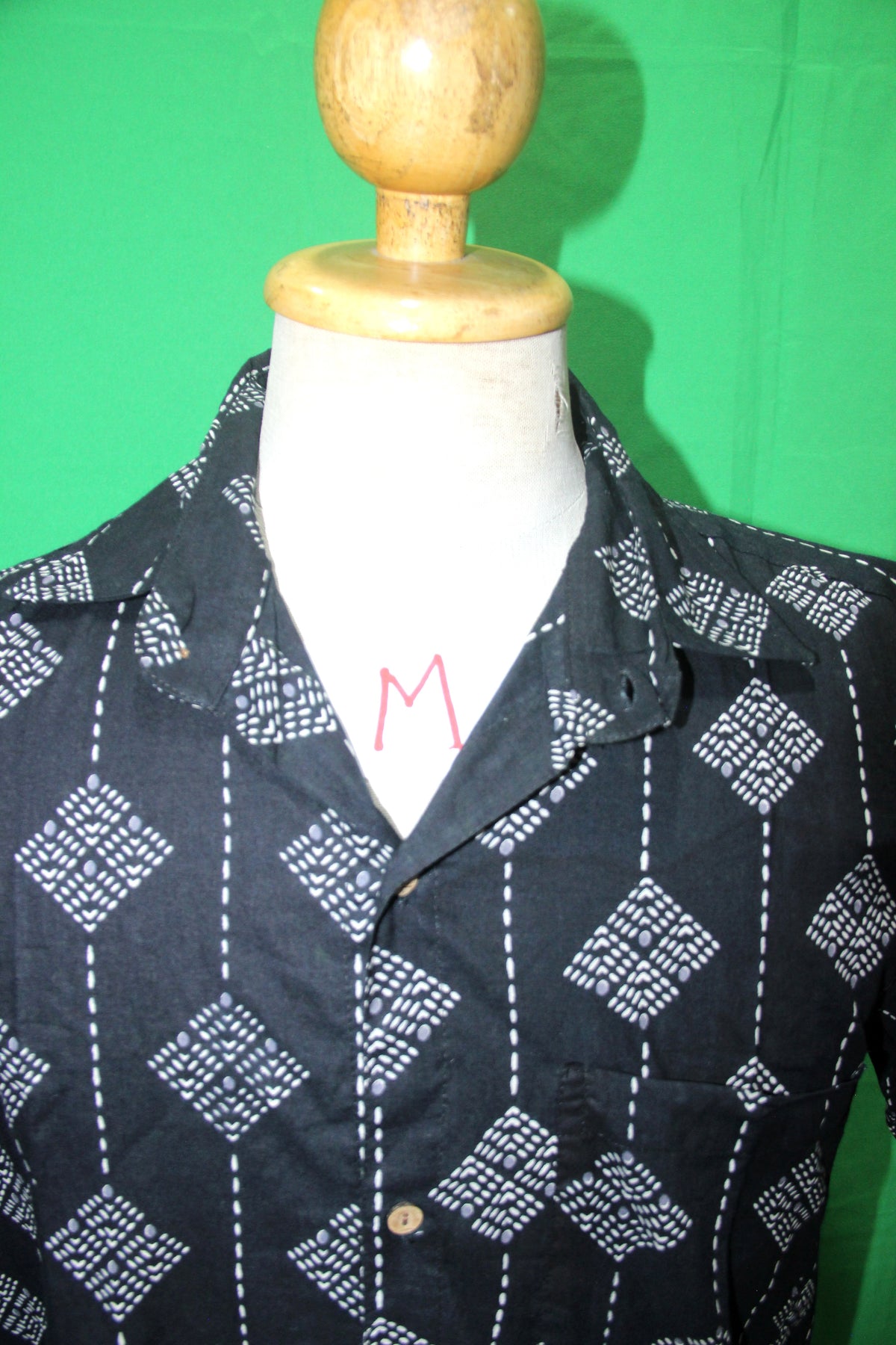 Silver Diamond Grid men's Hawaiian shirt — fabric detail