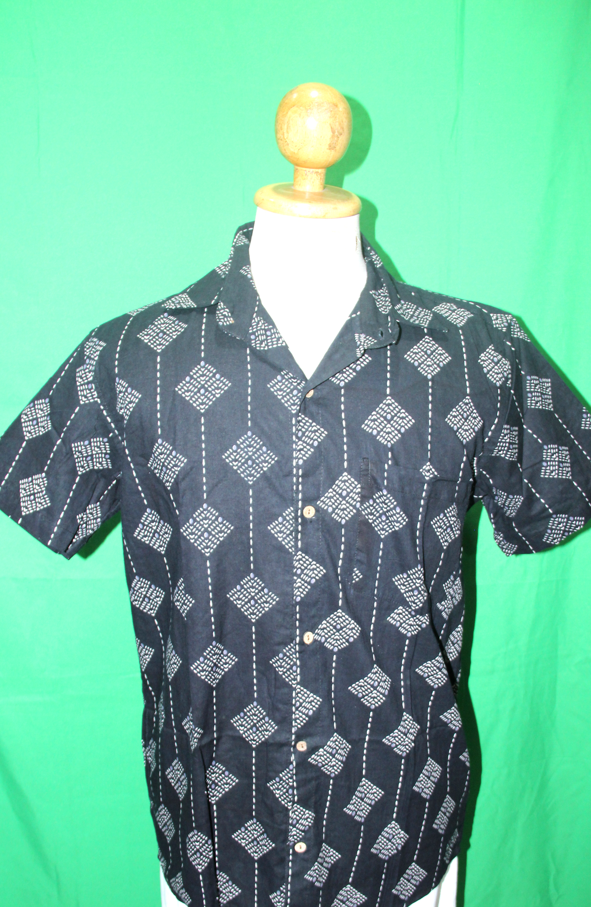 Silver Diamond Grid men's Hawaiian shirt — full garment