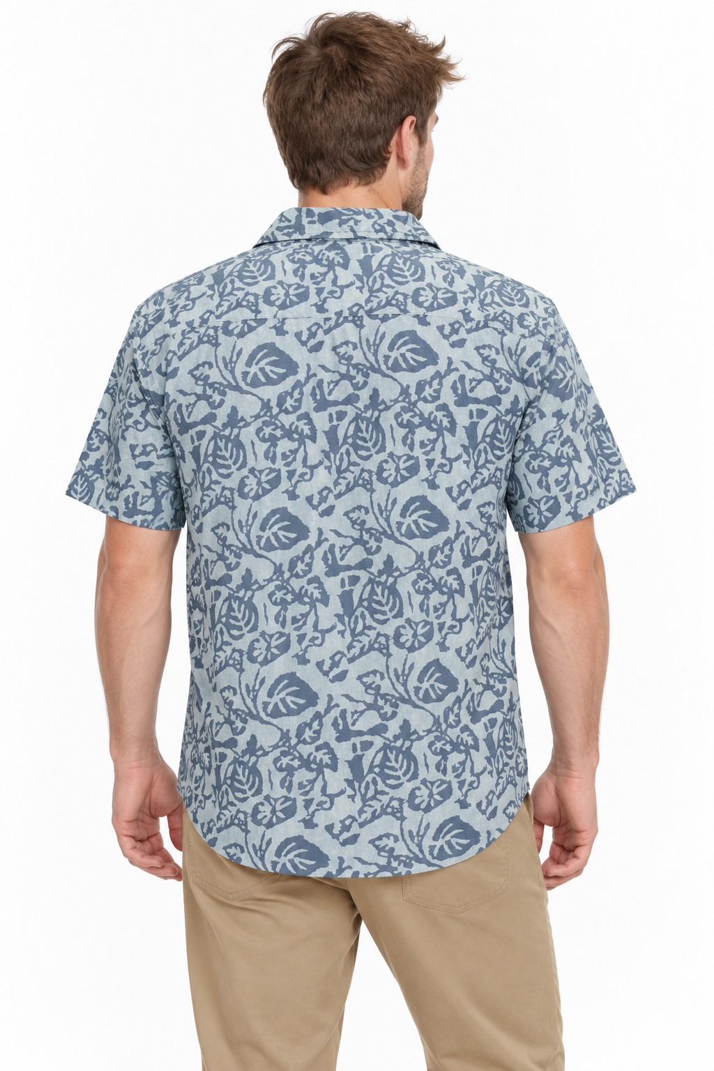 Silver Paisley Garden men's Hawaiian shirt — model back