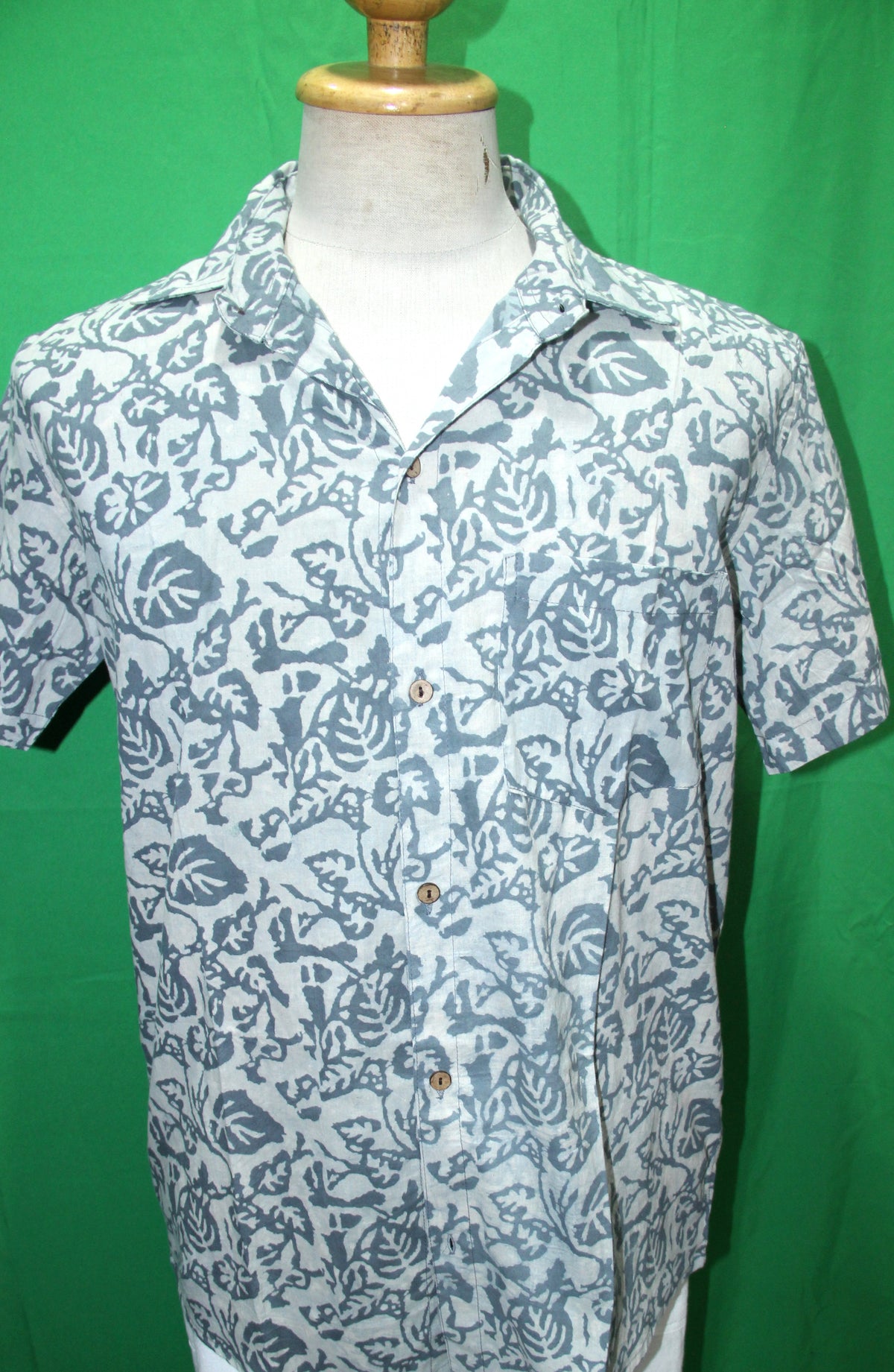 Silver Paisley Garden men's Hawaiian shirt — full garment