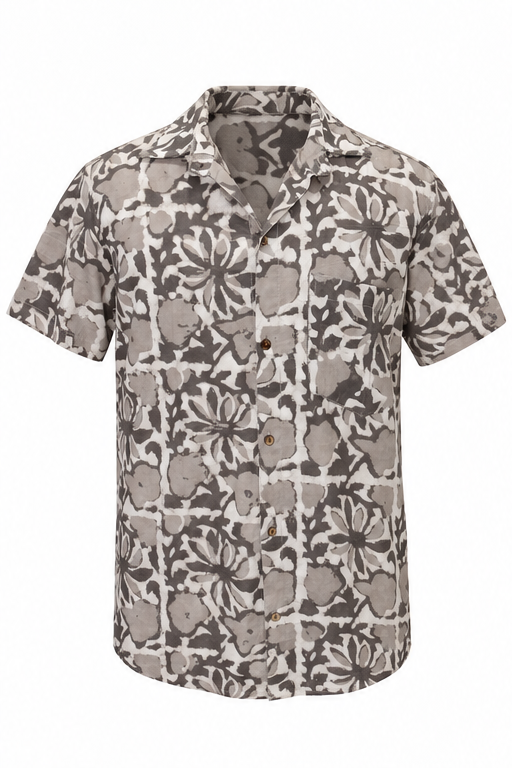Stone Flower Garden men's Hawaiian shirt — ghost mannequin front