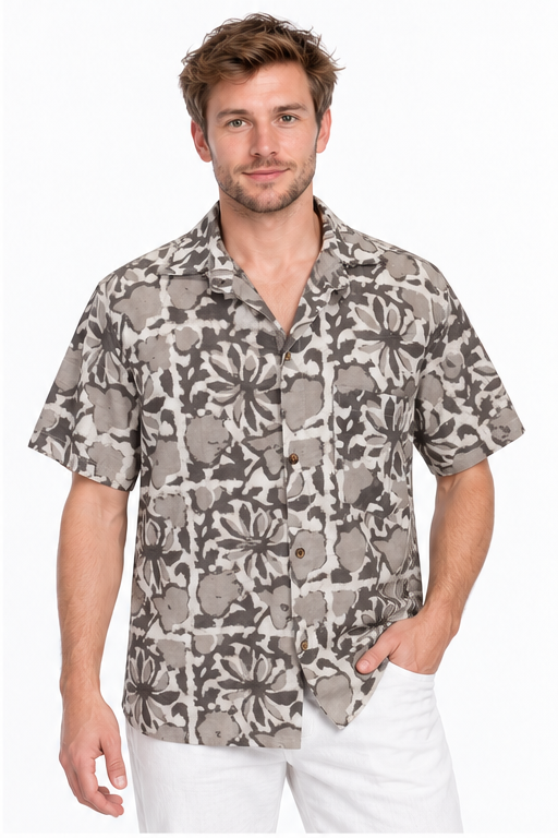 Stone Flower Garden men's Hawaiian shirt — model front