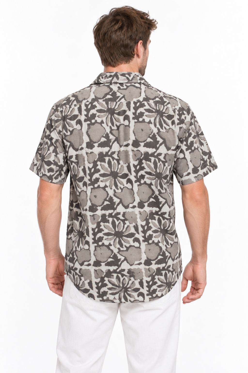 Stone Flower Garden men's Hawaiian shirt — model back