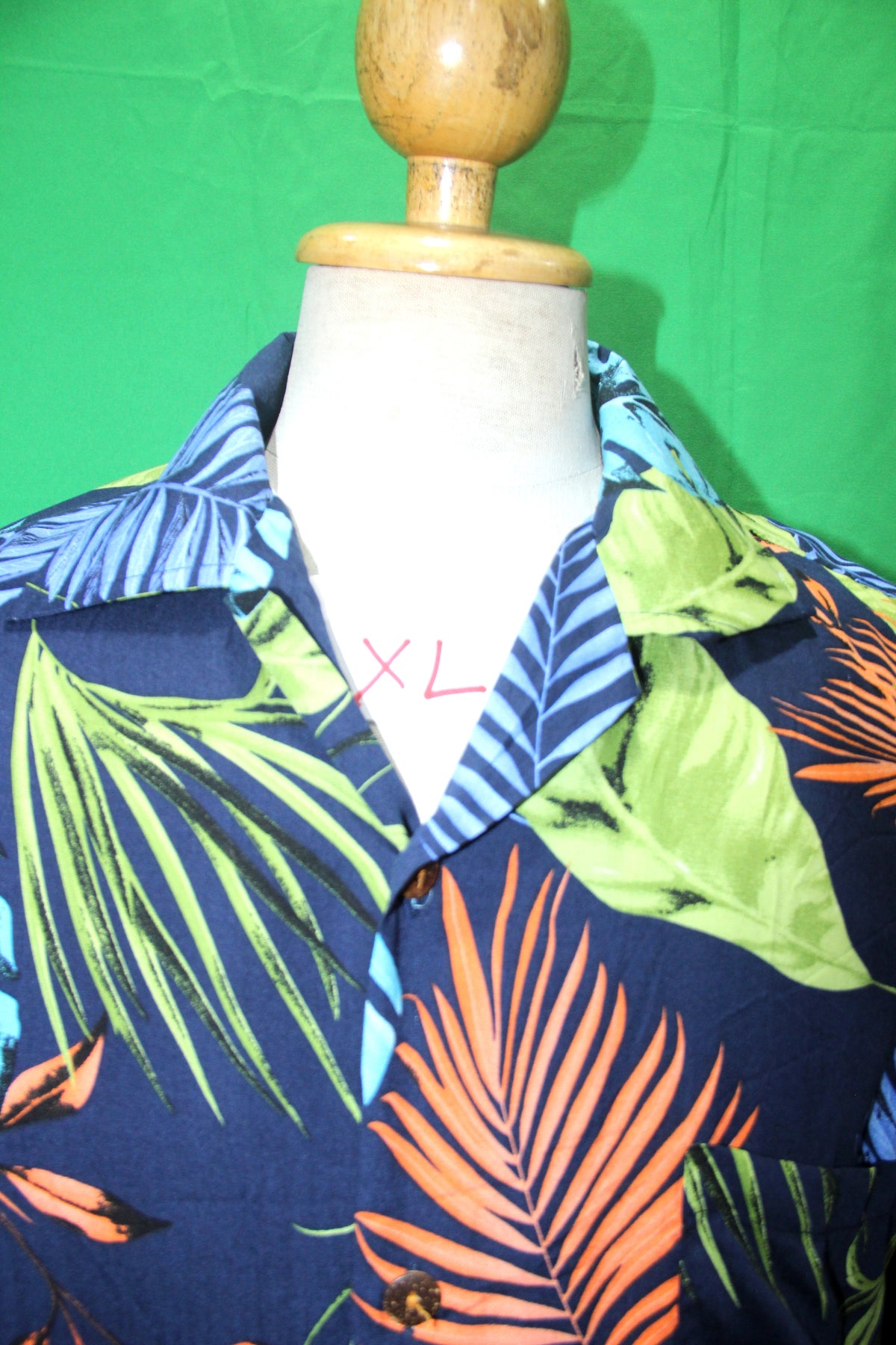 Sunset Jungle Leaves men's Hawaiian shirt — fabric detail