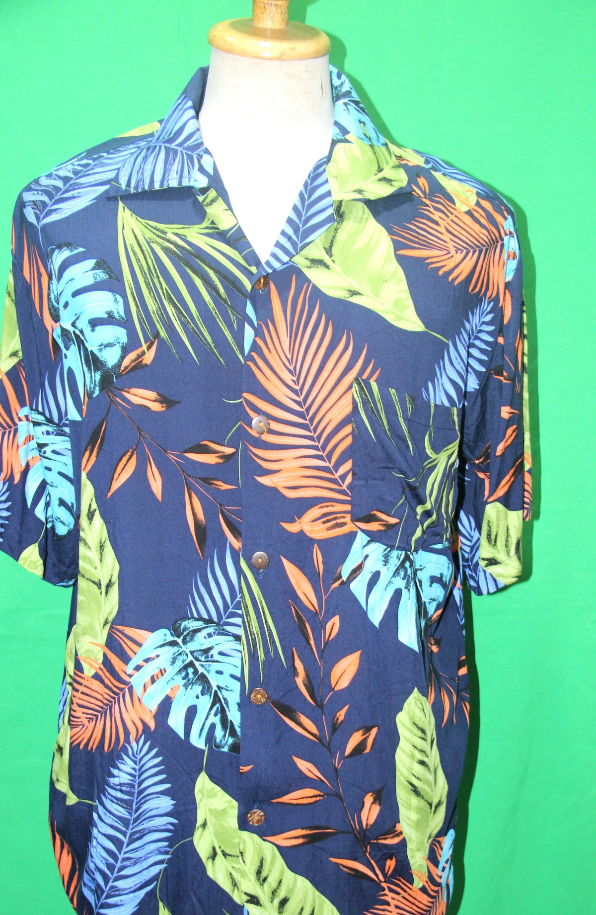Sunset Jungle Leaves men's Hawaiian shirt — full garment