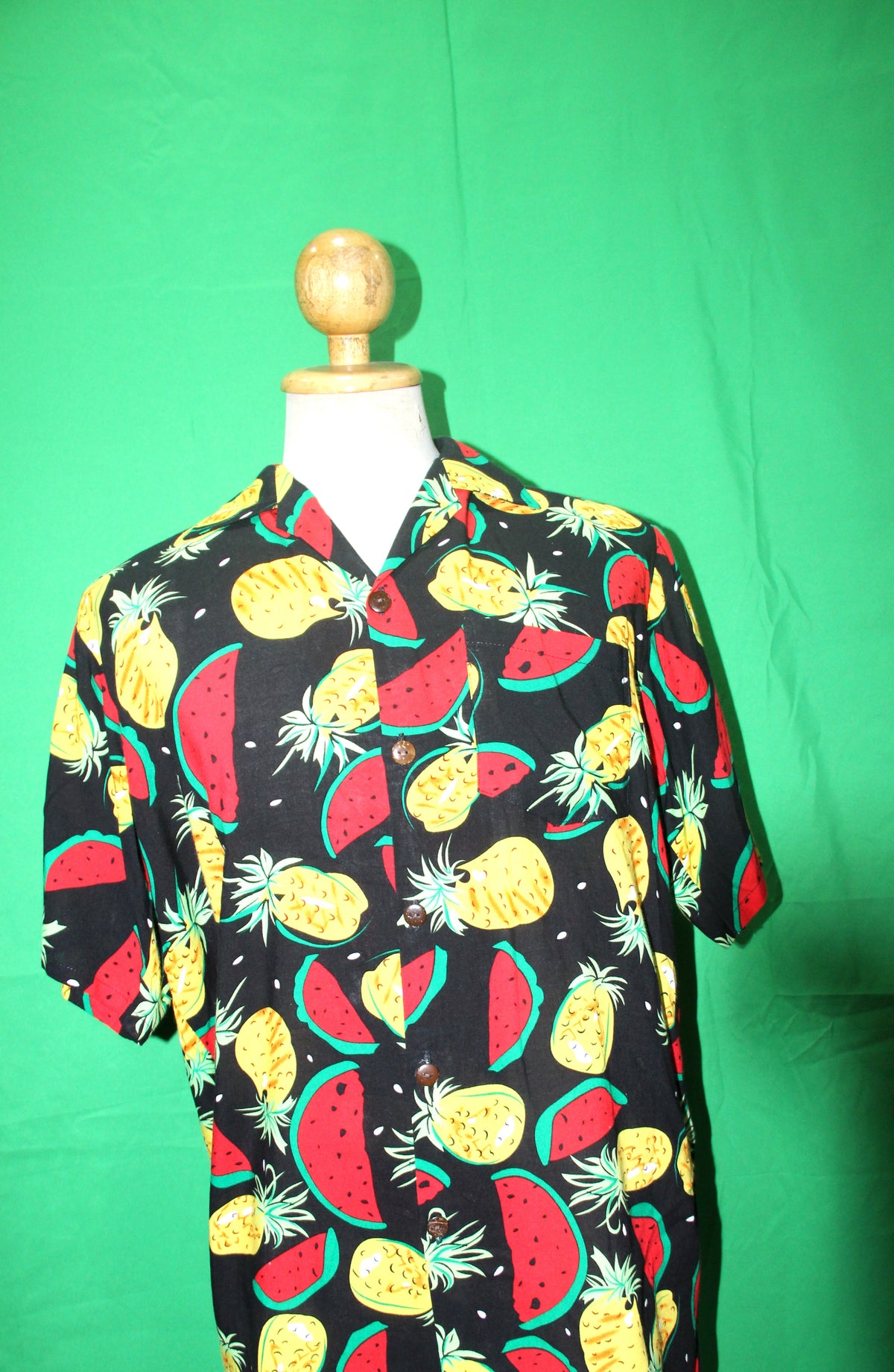 Tropical Watermelon and Pineapple men's Hawaiian shirt — full garment