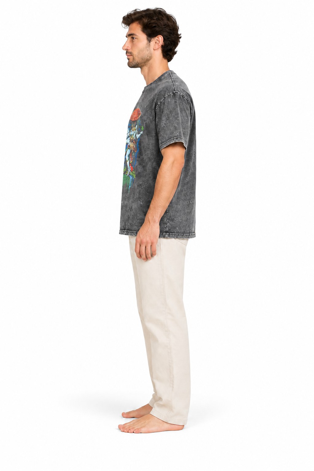Mushroom Mystic men's T-shirt — side view