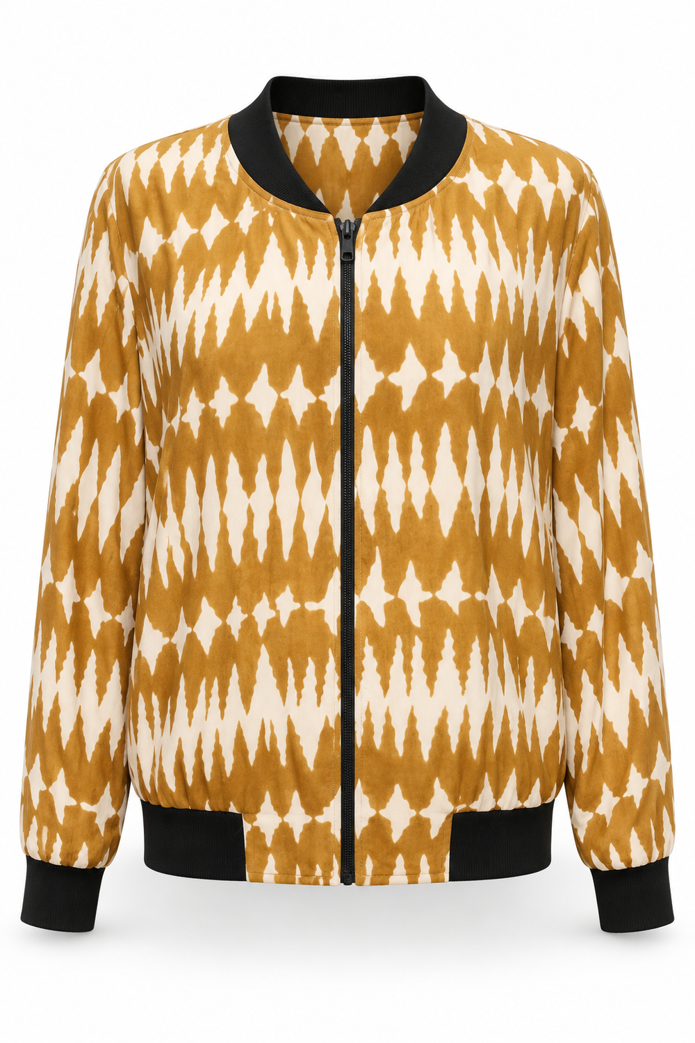 Mustard White Ikat Pattern jacket, front product view