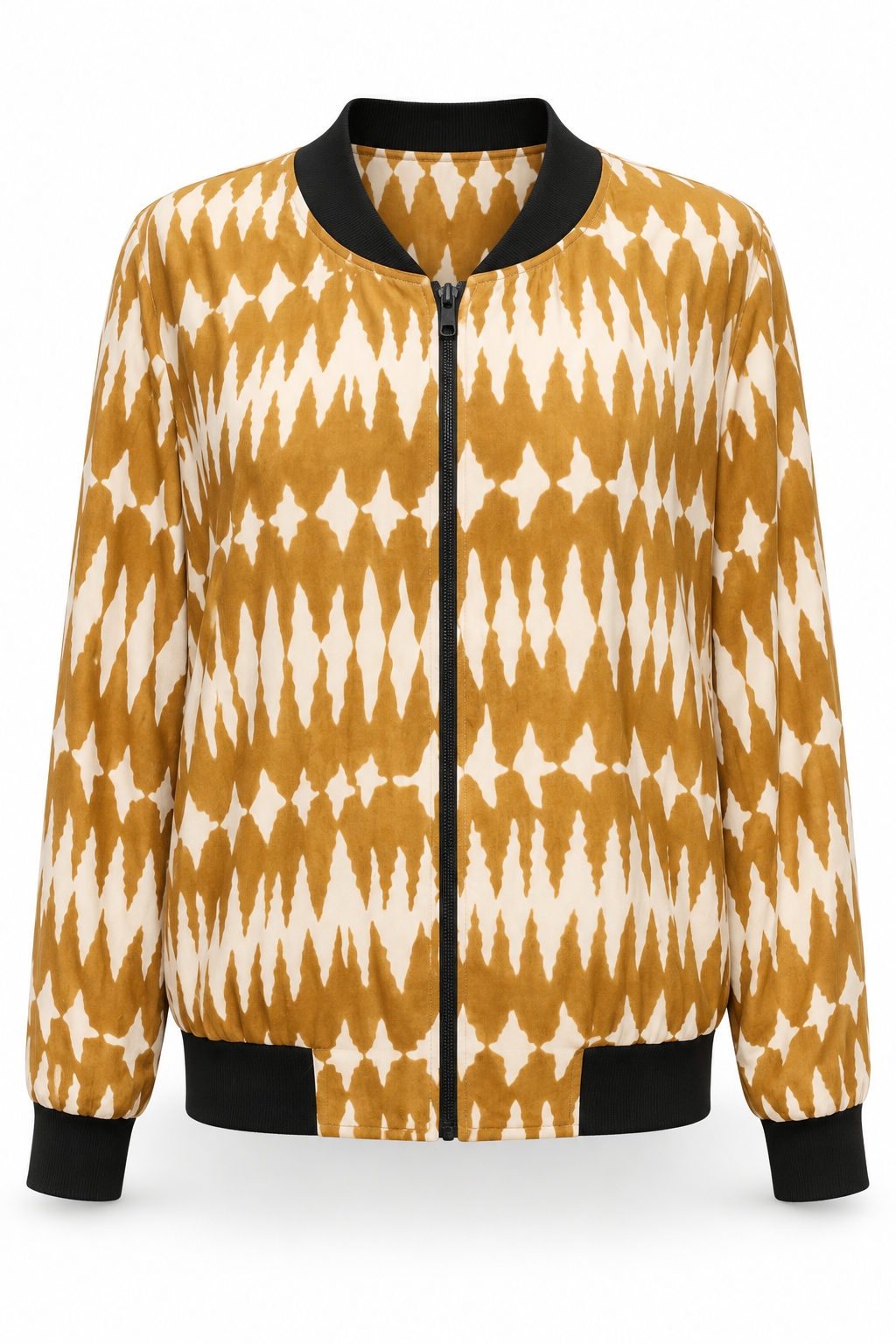 Mustard White Ikat Pattern jacket, front product view