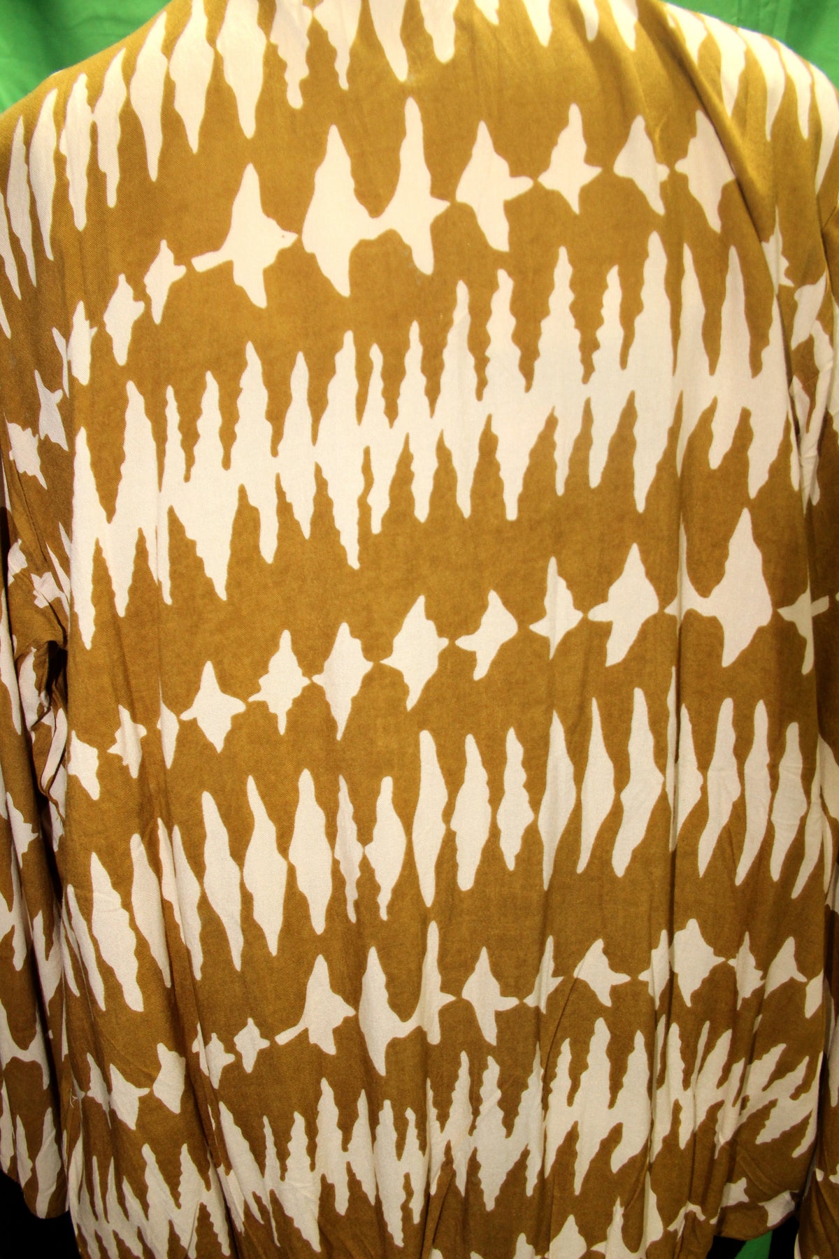 Mustard White Ikat Pattern jacket, garment detail