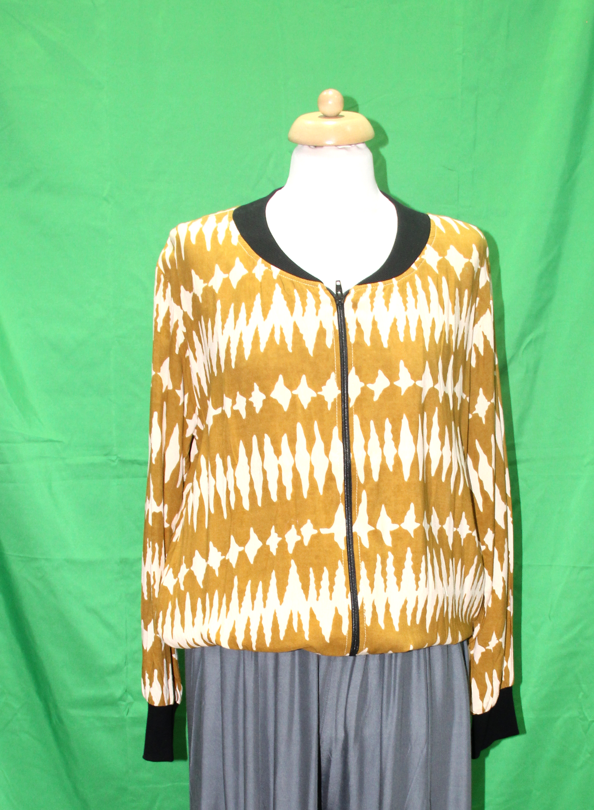Mustard White Ikat Pattern jacket, original front view