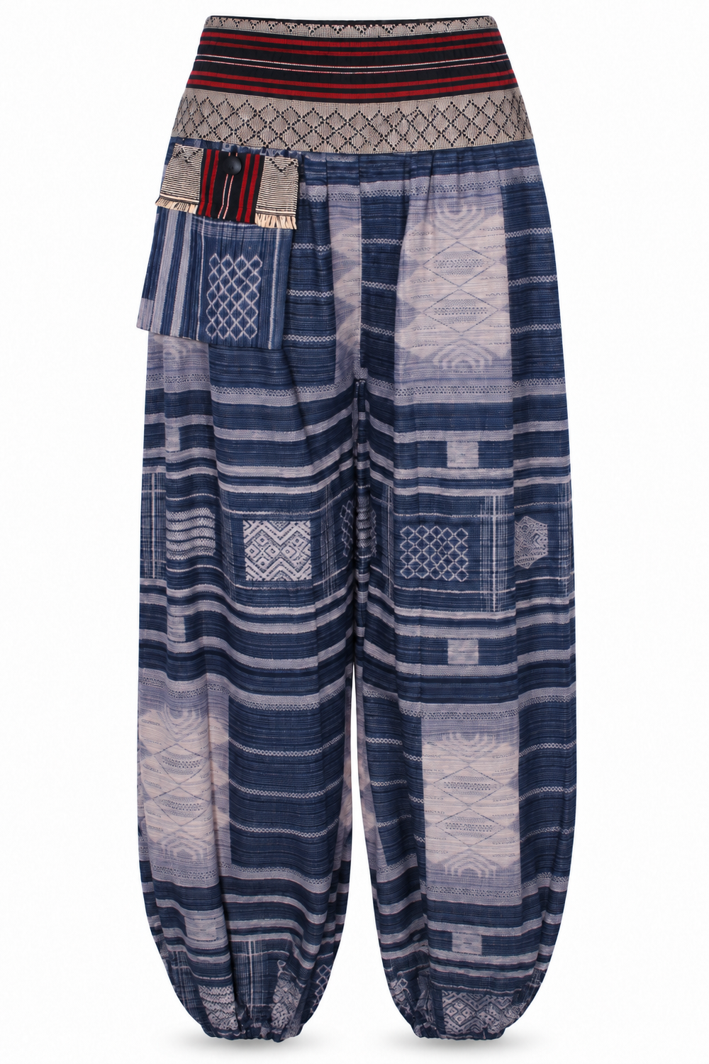 Navy Patchwork Harem Pants – product view 1