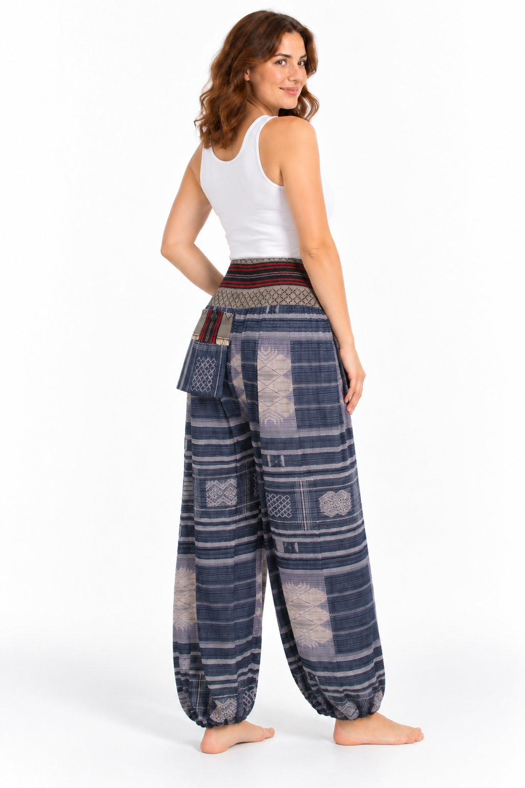 Navy Patchwork Harem Pants – product view 3