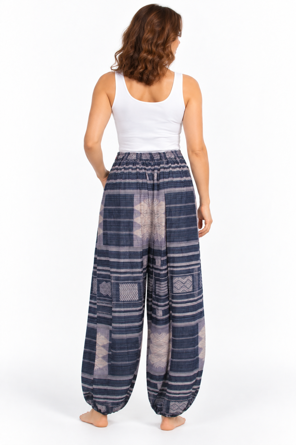 Navy Patchwork Harem Pants – product view 4