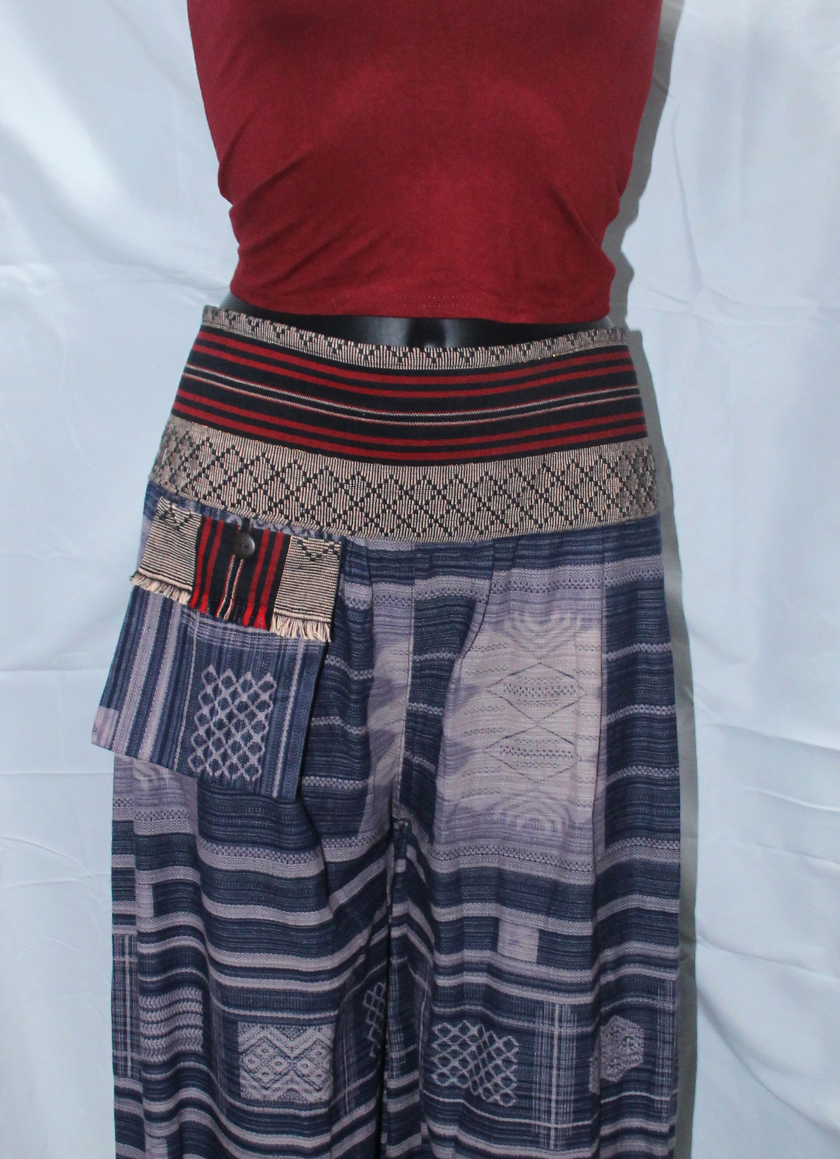 Navy Patchwork Harem Pants – product view 5
