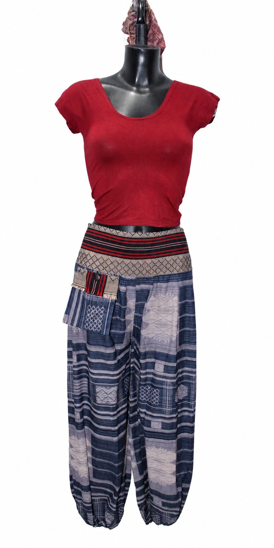 Navy Patchwork Harem Pants – product view 6