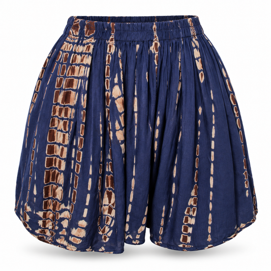 Navy Resist-Dye Stripe Shorts – front ghost mannequin