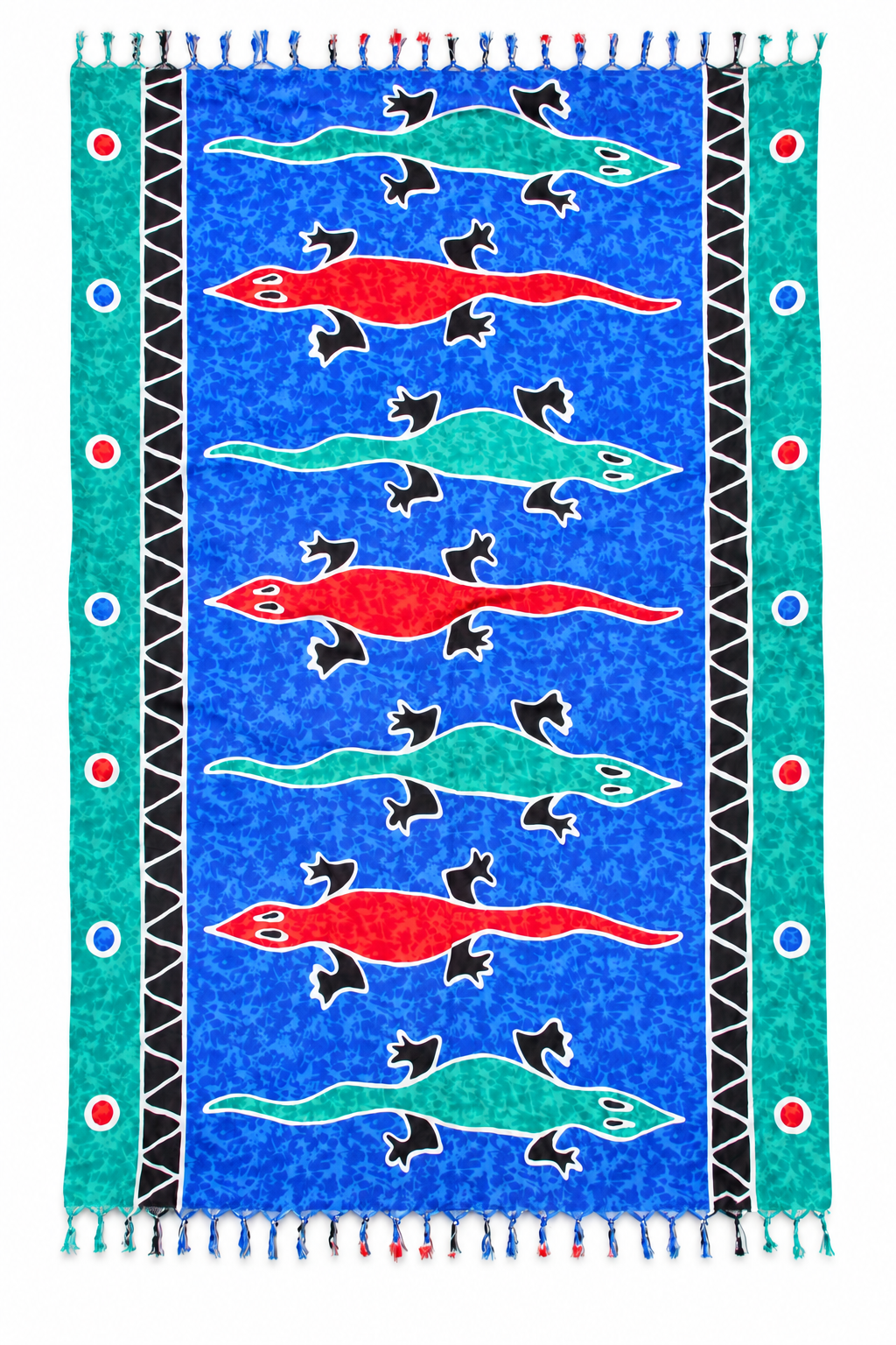Blue Multicolour Lizards Sarong — full product view