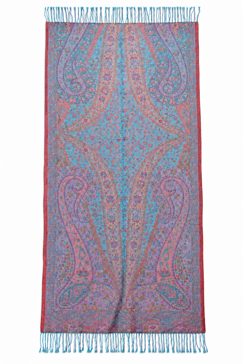 Blue Rose Paisley Scarf / Shawl — full product view