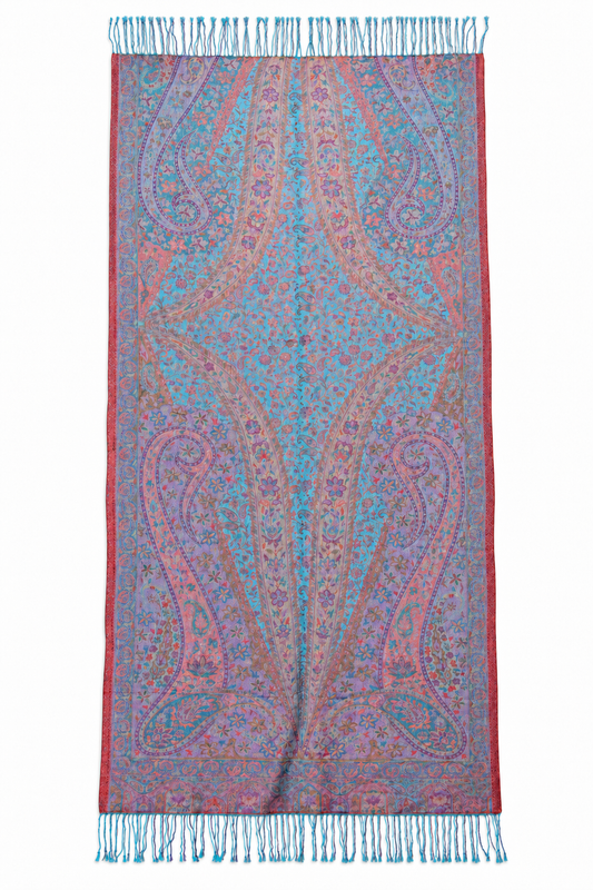 Blue Rose Paisley Scarf / Shawl — full product view