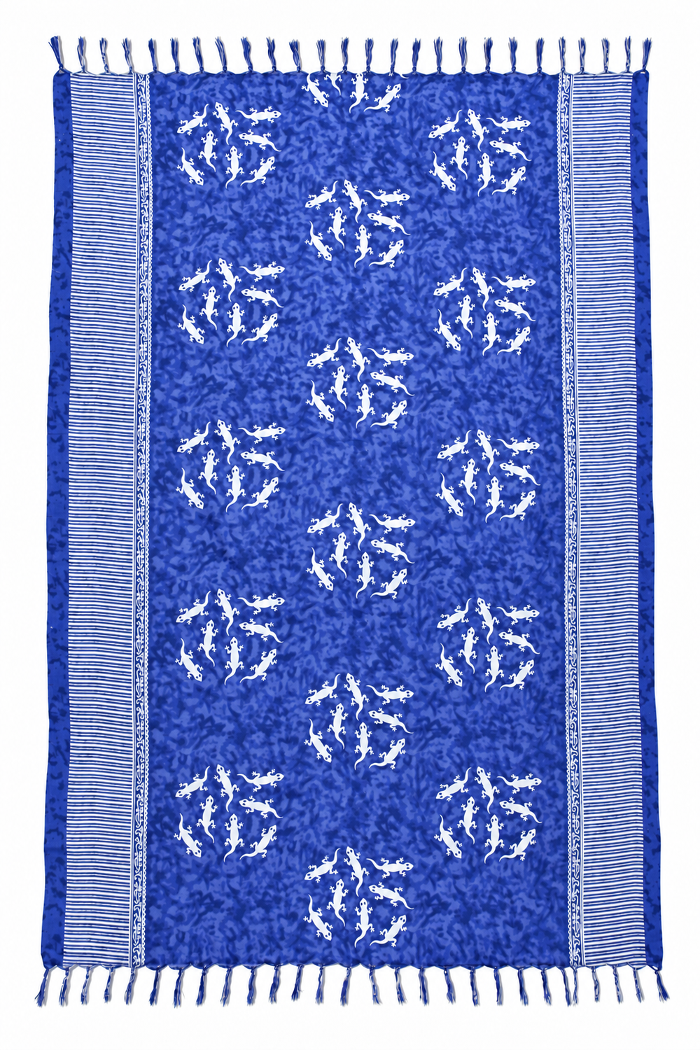 Blue White Lizard Circles Sarong — full product view