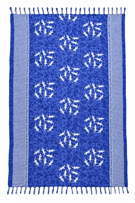Blue White Lizard Circles Sarong — full product view