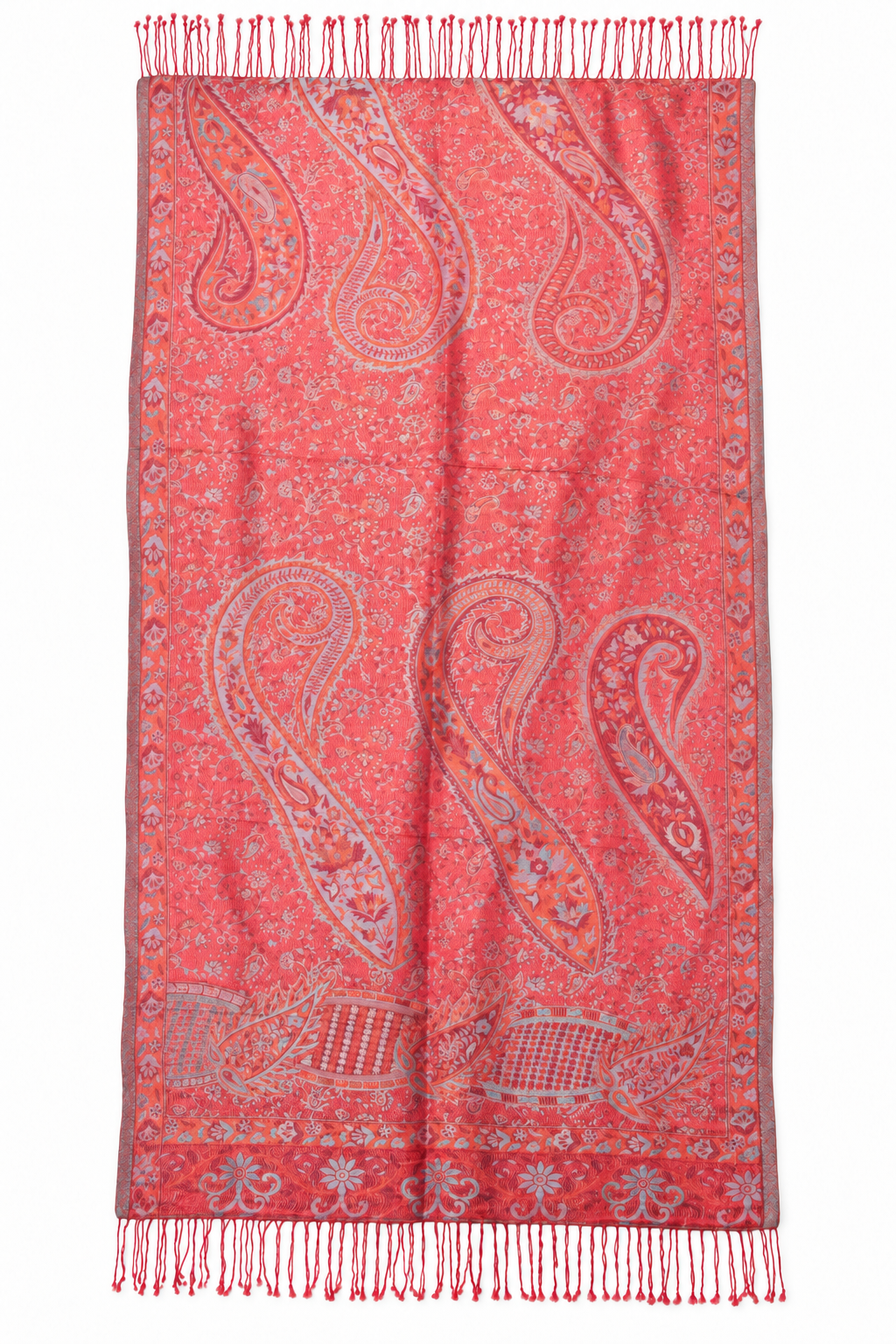 Coral Paisley Scarf / Shawl — full product view